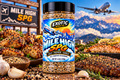 Mile High SPG bottle mockup with airplane, mountains, grilled meats and seafood